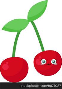 Fresh cherry, illustration, vector on white background