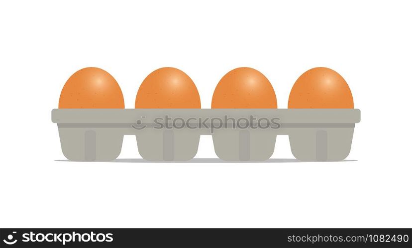 Fresh chicken eggs in package isolated on white background - Vector illustration food