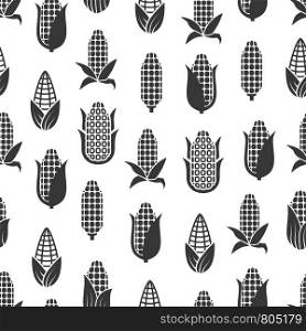 Fresh corn seamless background pattern black white design. Vector illustration. Fresh corn seamless pattern design