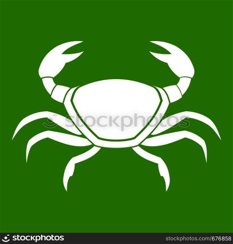 Fresh crab icon white isolated on green background. Vector illustration. Fresh crab icon green