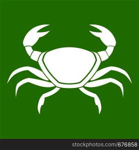 Fresh crab icon white isolated on green background. Vector illustration. Fresh crab icon green