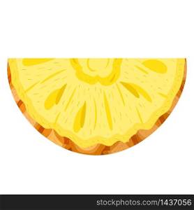 Fresh cut slice pineapple fruit isolated on white background. Summer fruits for healthy lifestyle. Organic fruit. Cartoon style. Vector illustration for any design.