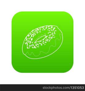 Fresh donut icon green vector isolated on white background. Fresh donut icon green vector