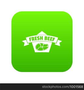Fresh eco beef icon green vector isolated on white background. Fresh eco beef icon green vector