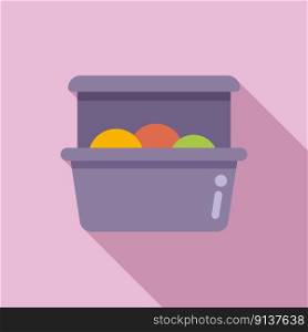 Fresh food box icon flat vector. Healthy fruit. Kid snack. Fresh food box icon flat vector. Healthy fruit