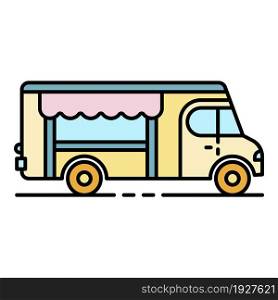 Fresh food truck icon. Outline fresh food truck vector icon color flat isolated. Fresh food truck icon color outline vector