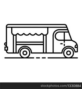 Fresh food truck icon. Outline fresh food truck vector icon for web design isolated on white background. Fresh food truck icon, outline style