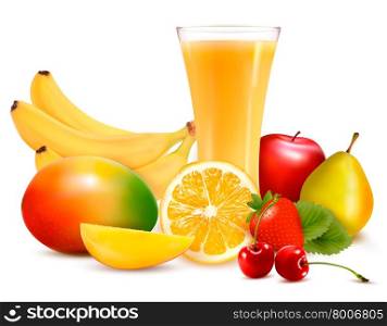 Fresh fruit and juice. Vector
