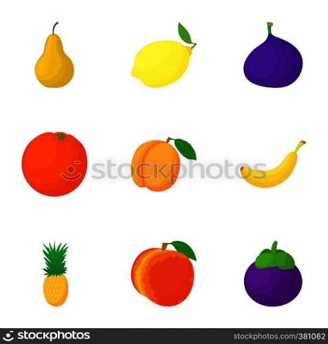 Fresh fruit icons set. Cartoon illustration of 9 fresh fruit vector icons for web. Fresh fruit icons set, cartoon style