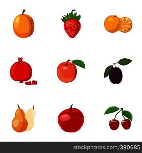 Fresh fruit icons set. Cartoon illustration of 9 fresh fruit vector icons for web. Fresh fruit icons set, cartoon style
