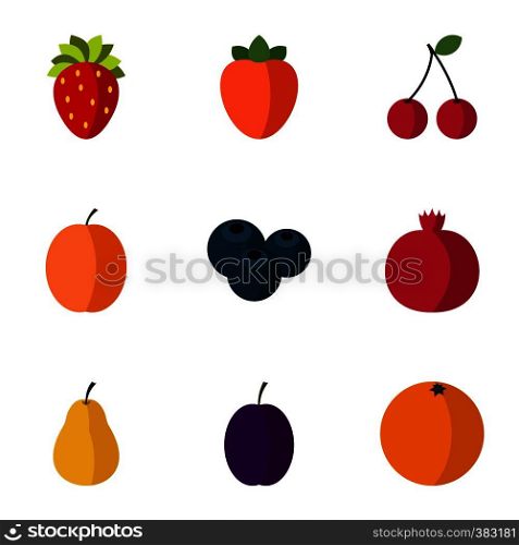 Fresh fruit icons set. Flat illustration of 9 fresh fruit vector icons for web. Fresh fruit icons set, flat style