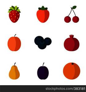 Fresh fruit icons set. Flat illustration of 9 fresh fruit vector icons for web. Fresh fruit icons set, flat style