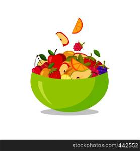 Fresh fruit salad. Isolated on white background healthy eating concept. Vector illustration. Fresh fruit salad. Isolated on white background healthy eating concept