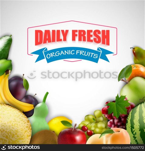 Fresh fruits isolated on a white background.vector