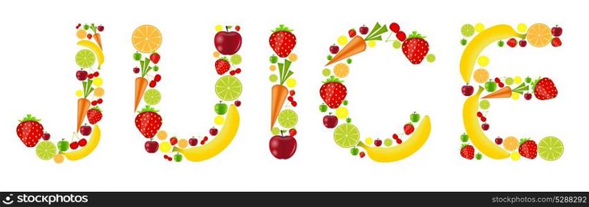 fresh fruits juice word vector illustration