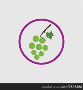 fresh grapes with green≤aves logo vector illustration design