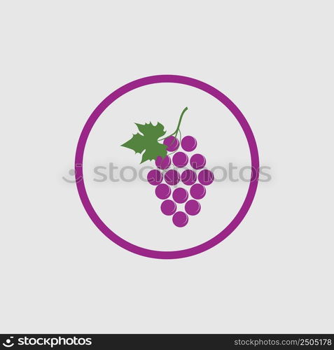 fresh grapes with green leaves logo vector illustration design