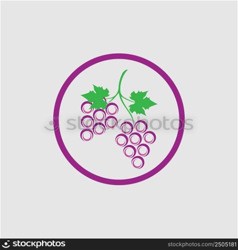 fresh grapes with green leaves logo vector illustration design