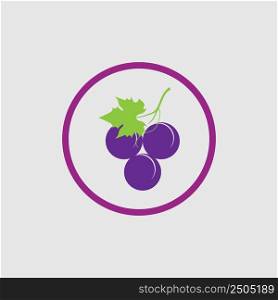 fresh grapes with green leaves logo vector illustration design