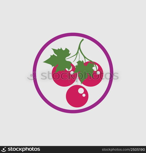 fresh grapes with green leaves logo vector illustration design