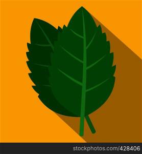 Fresh green basil leaves icon. Flat illustration of fresh green basil leaves vector icon for web isolated on yellow background. Fresh green basil leaves icon, flat style