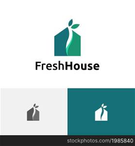 Fresh Green Leaf House Real Estate Realty Logo