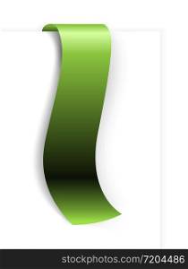 Fresh green ribbon - bookmark on a white background