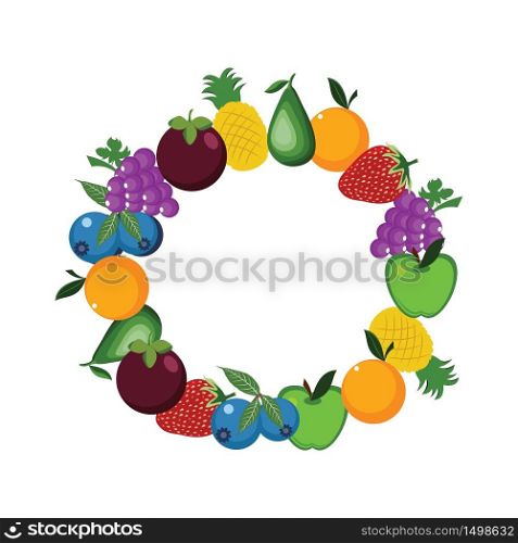 Fresh Healthy Fruit Round Circle Frame Illustration