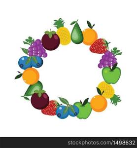 Fresh Healthy Fruit Round Circle Frame Illustration