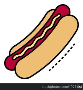 Fresh hot dog icon. Outline fresh hot dog vector icon color flat isolated. Fresh hot dog icon color outline vector