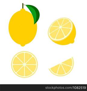 Fresh lemon fruit vector isolated set on white background - Vector illustration