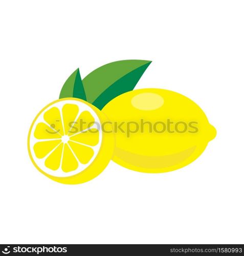 fresh lemon fruits, collection of vector illustrations, lemon with leaves. lemon with leaves