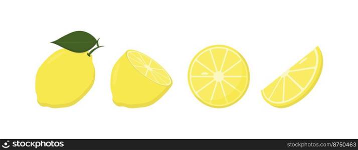 Fresh lemon fruits, in different condition of vector illustrations