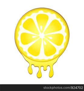 Fresh lemon slice in juice on white, stock vector illustration