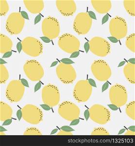 Fresh lemons seamless pattern vector. Hand drawn of colorful citrus fruit. Summer fruit concept.