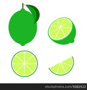 Fresh lime set isolated on white background - Vector illustration