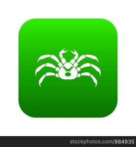 Fresh live crab icon digital green for any design isolated on white vector illustration. Fresh live crab icon digital green