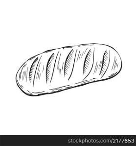 Fresh loaf doodle style vector isolated illustration. Loaf of bread sketch hand draw. Fresh loaf doodle style vector isolated illustration