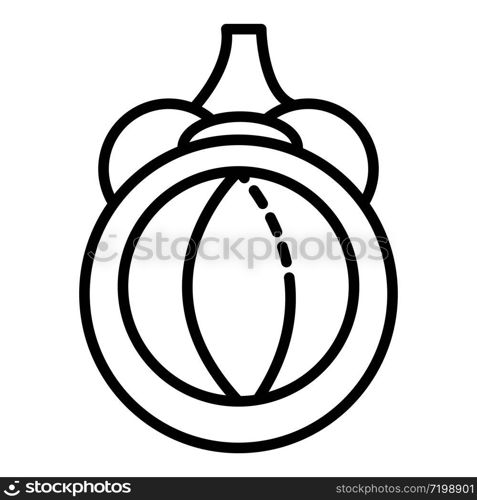 Fresh mangosteen icon. Outline fresh mangosteen vector icon for web design isolated on white background. Fresh mangosteen icon, outline style