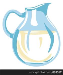 Fresh milk, isolated glass jug filled with milk. Farm made dairy product, goat or cow. Organic and natural meal, healthy dieting and nutrition, vitamins and minerals calcium. Vector in flat style. Glass jar of milk, jug with dairy product vector