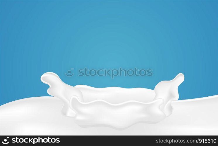 Fresh milk splash on blue background. Drink and Vitamin concept. Illustration vector. Realistic vector