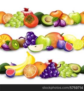 Fresh natural exotic fruit decorative borders design template vector illustration. Fruits Borders Illustration