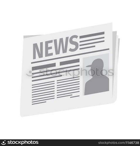 Fresh newspaper isolated on white background, vector illustration. Fresh newspaper isolated on white background