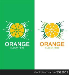 fresh orange fruit logo icon vector, lime slice