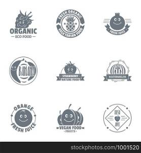 Fresh organic logo set. Simple set of 9 fresh organic vector logo for web isolated on white background. Fresh organic logo set, simple style