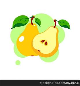 Fresh pear icon vector illustration. Yellow pear isolated on white background. Flat illustration.