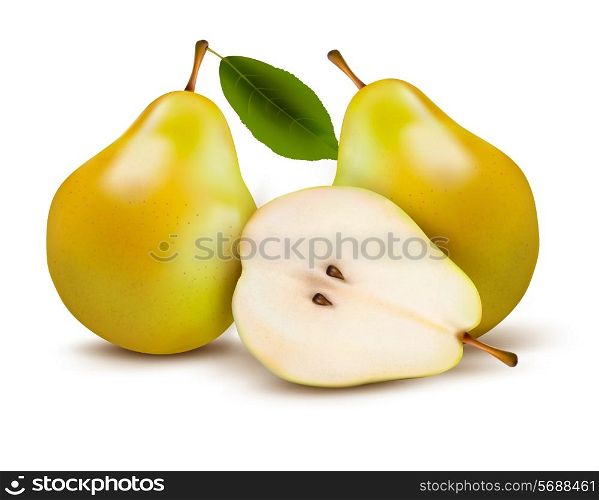 Fresh pears isolated on white. Vector