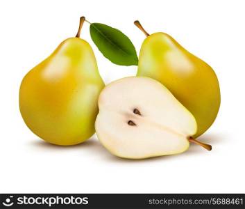 Fresh pears isolated on white. Vector