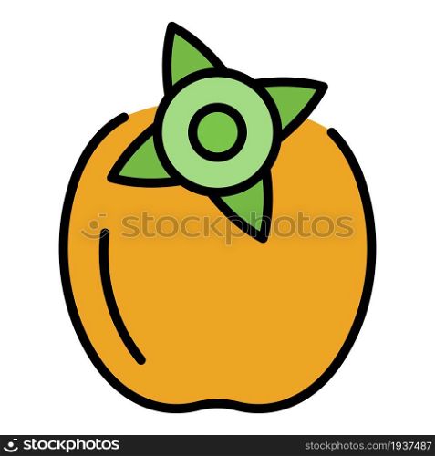 Fresh persimmon icon. Outline fresh persimmon vector icon color flat isolated. Fresh persimmon icon color outline vector