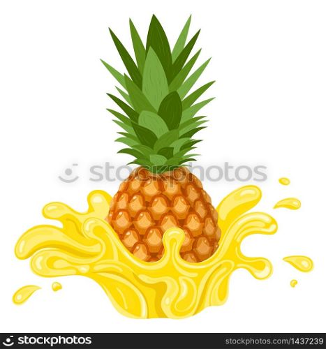 Fresh pineapple yellow juice splash burst isolated on white background. Summer fruit juice. Vector illustration for any design. Fresh pineapple yellow juice splash burst isolated on white background. Summer fruit juice. Vector illustration for any design.